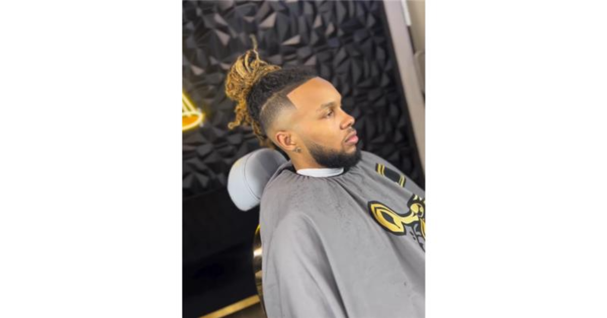 Professional barber giving a haircut and beard trim showing a clean grooming style for haircut and beard in Antioch CA